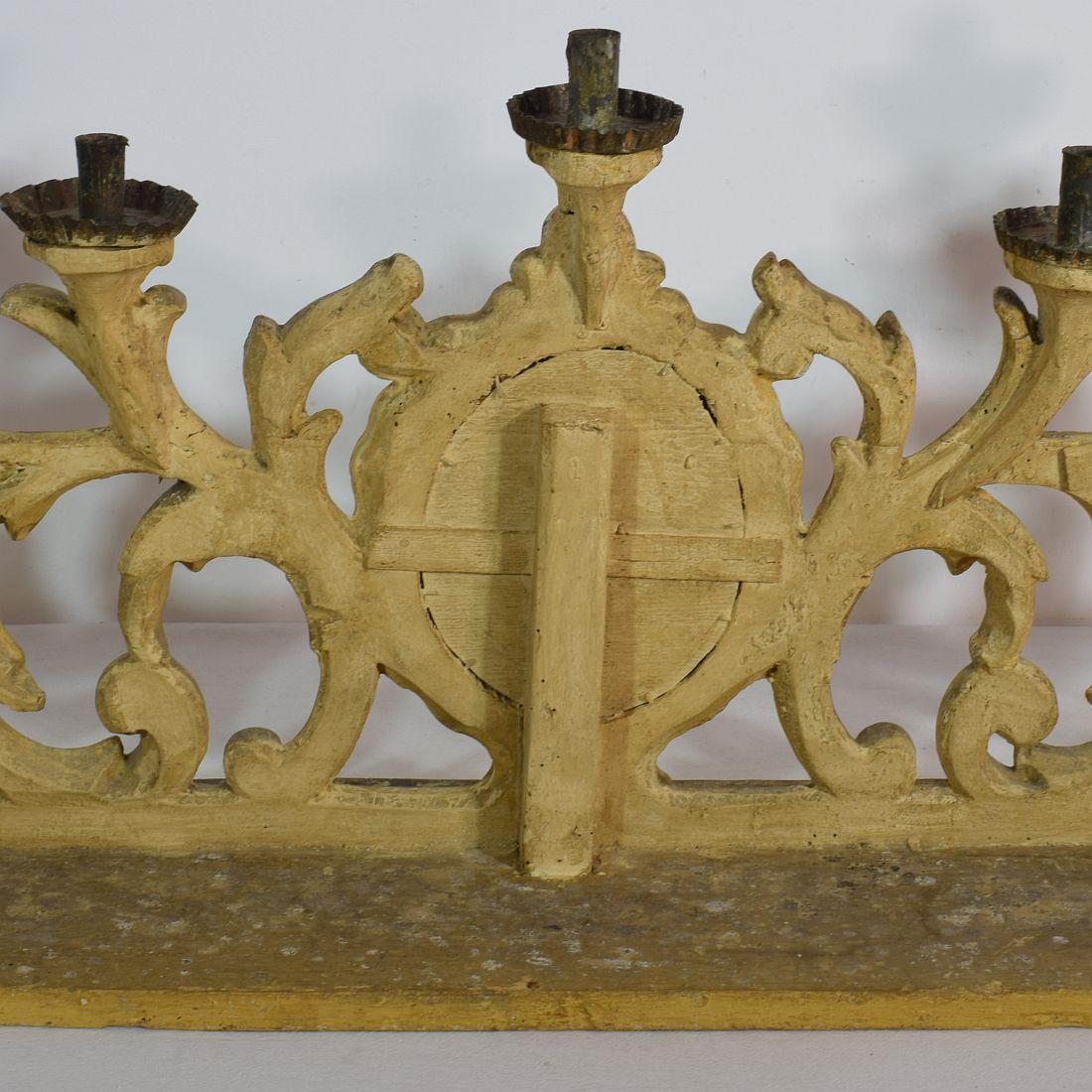 Pair of 18th Century Italian Carved Giltwood Baroque Candleholders 5