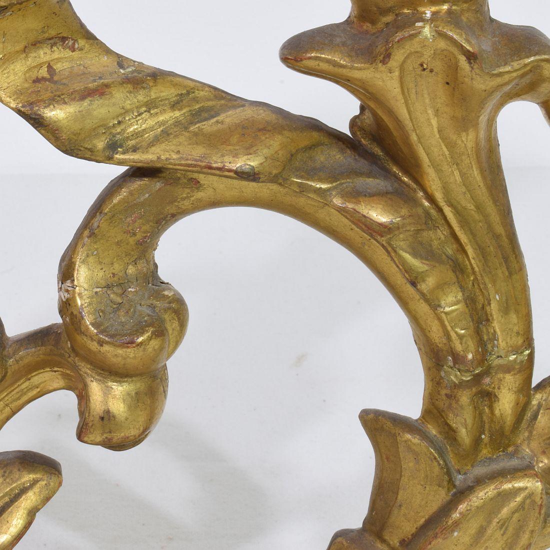 Pair of 18th Century Italian Carved Giltwood Baroque Candleholders For Sale 5