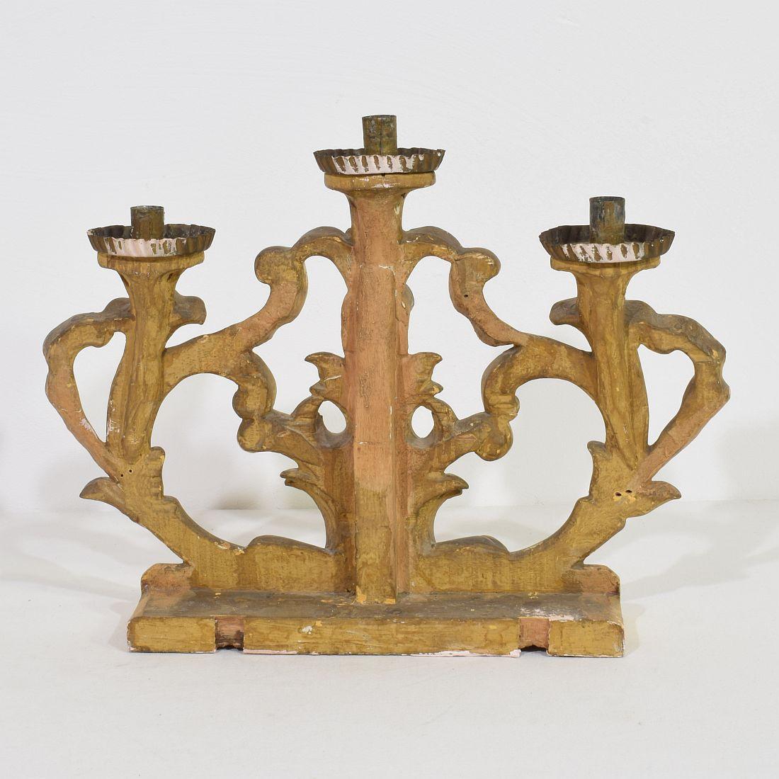 Pair of 18th Century Italian Carved Giltwood Baroque Candleholders For Sale 10