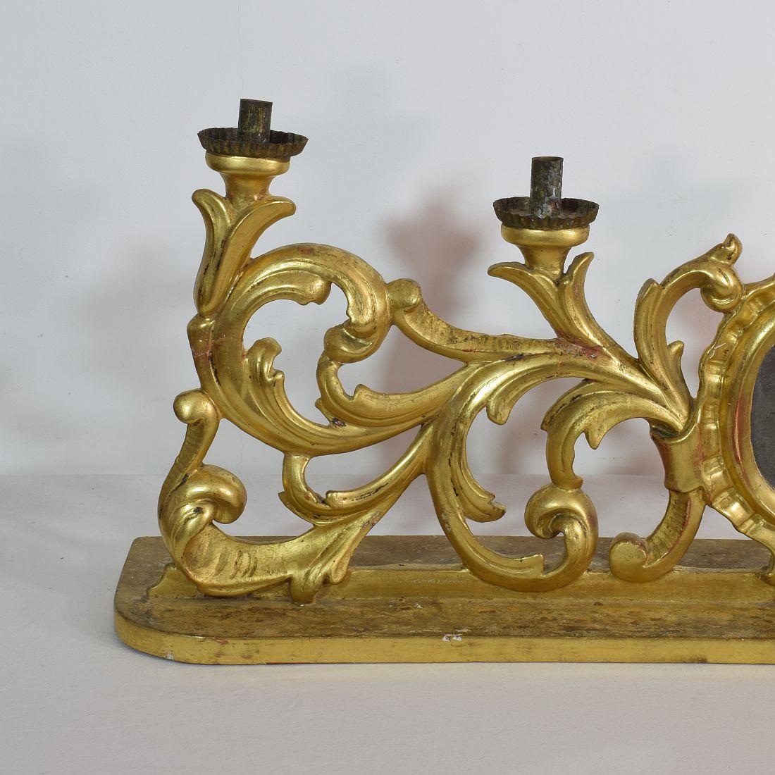 Wood Pair of 18th Century Italian Carved Giltwood Baroque Candleholders