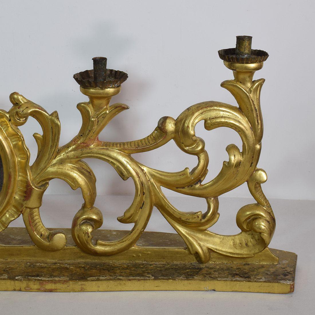 Pair of 18th Century Italian Carved Giltwood Baroque Candleholders 2