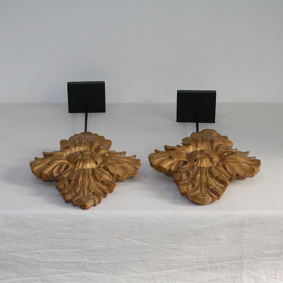 Pair of 18th Century Italian Carved Giltwood Classical Ornaments 14