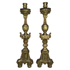 Pair of 18th Century Italian Carved Giltwood Torchieres/Candleholders