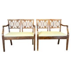 Pair of 18th Century Italian Carved Wood and Newly Upholstered Loveseats