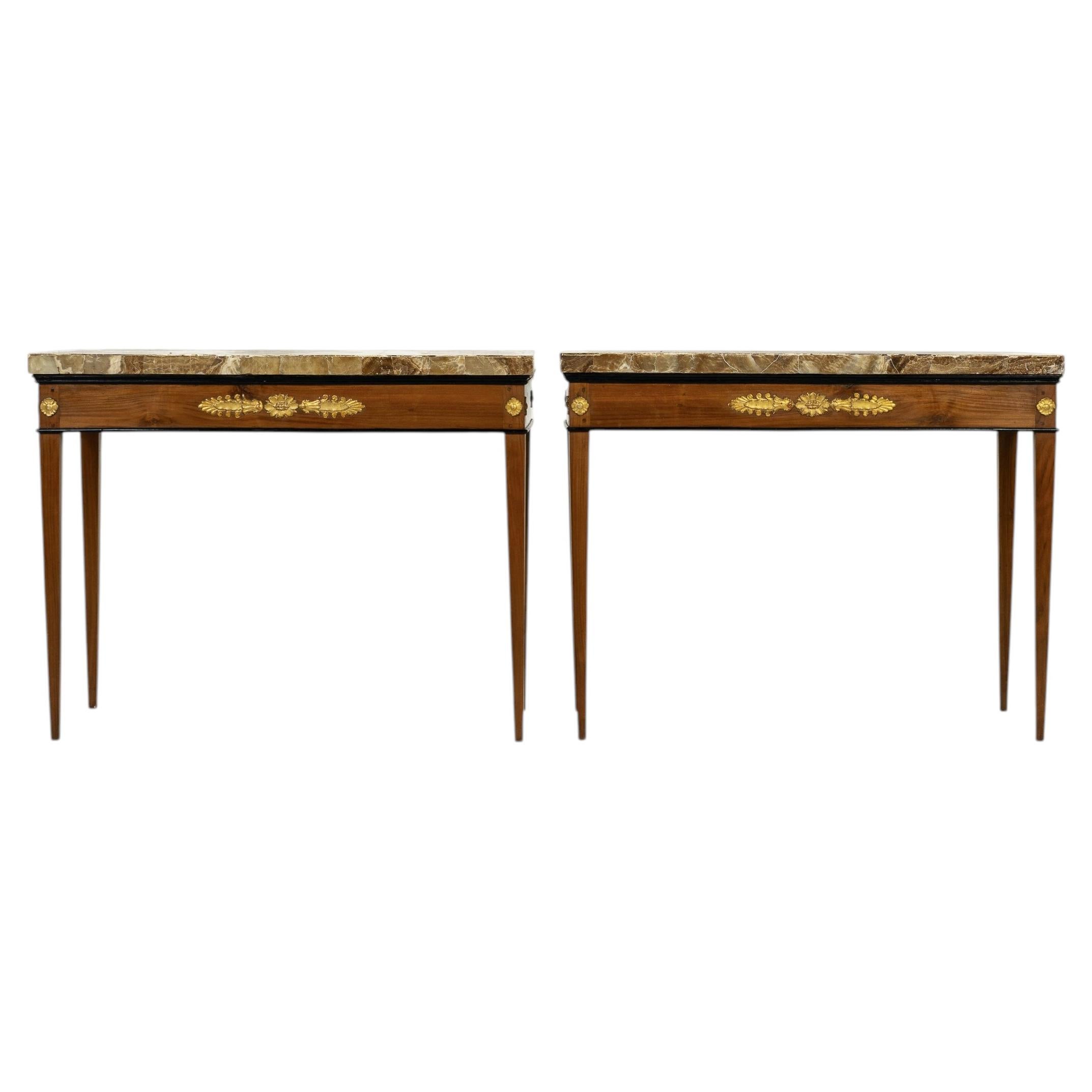 Pair of 18th Century Italian Cherrywood Consoles For Sale