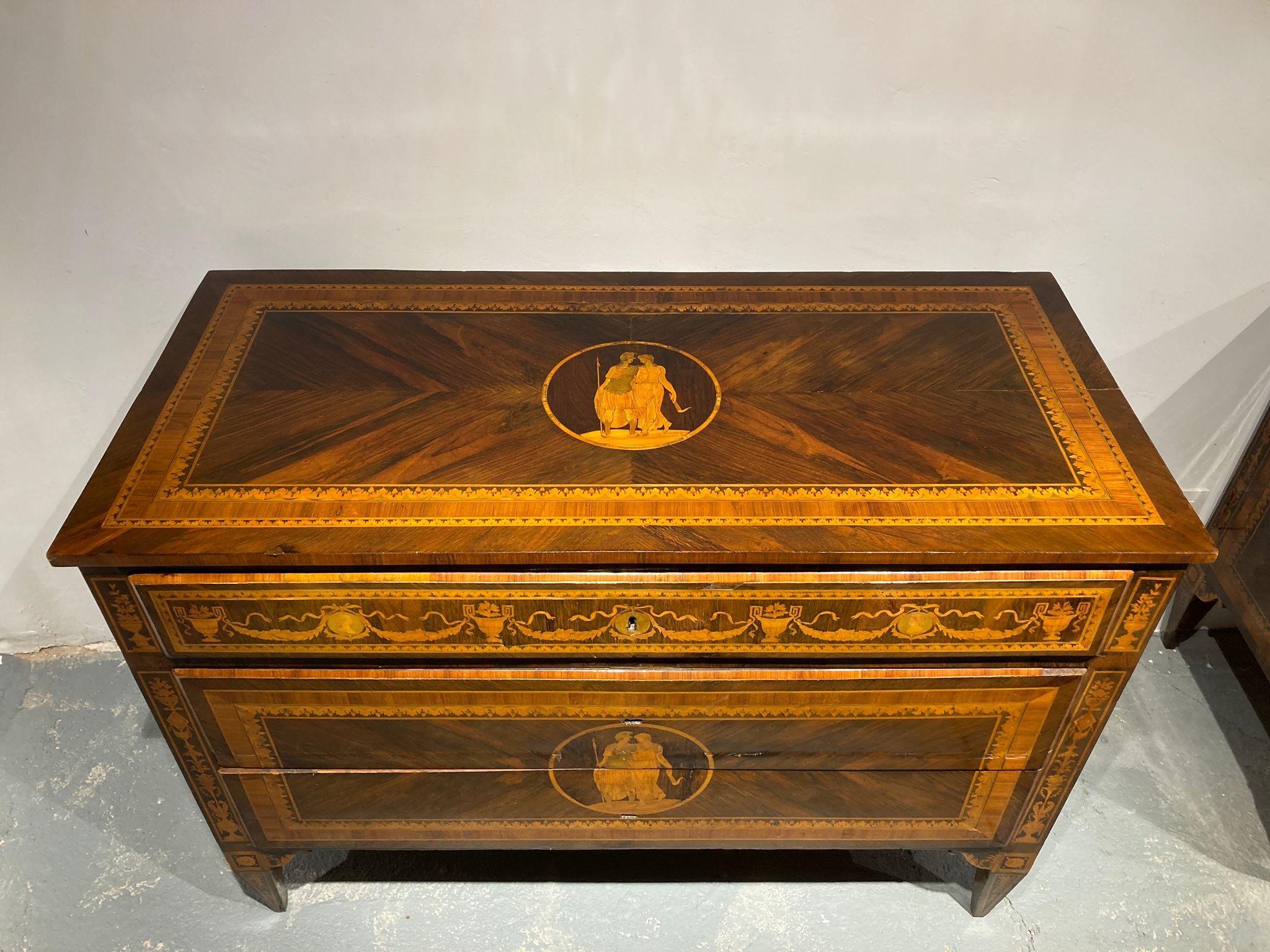 Louis XV Pair of 18th Century Italian Chest of Drawers For Sale