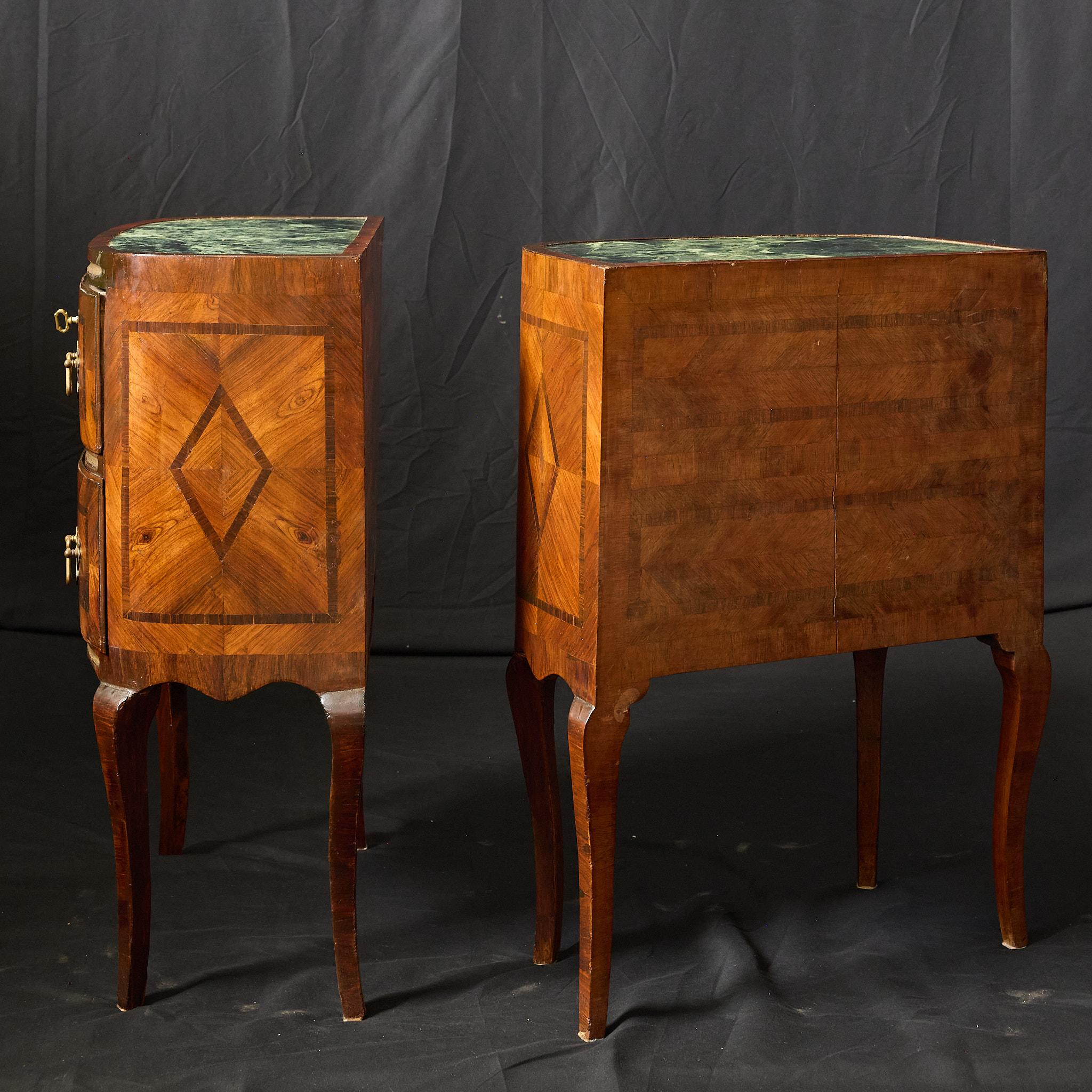 Pair of 18th Century Italian Commodinis with Marble Tops, Sicilian, Circa 1780 In Good Condition For Sale In Atlanta, GA