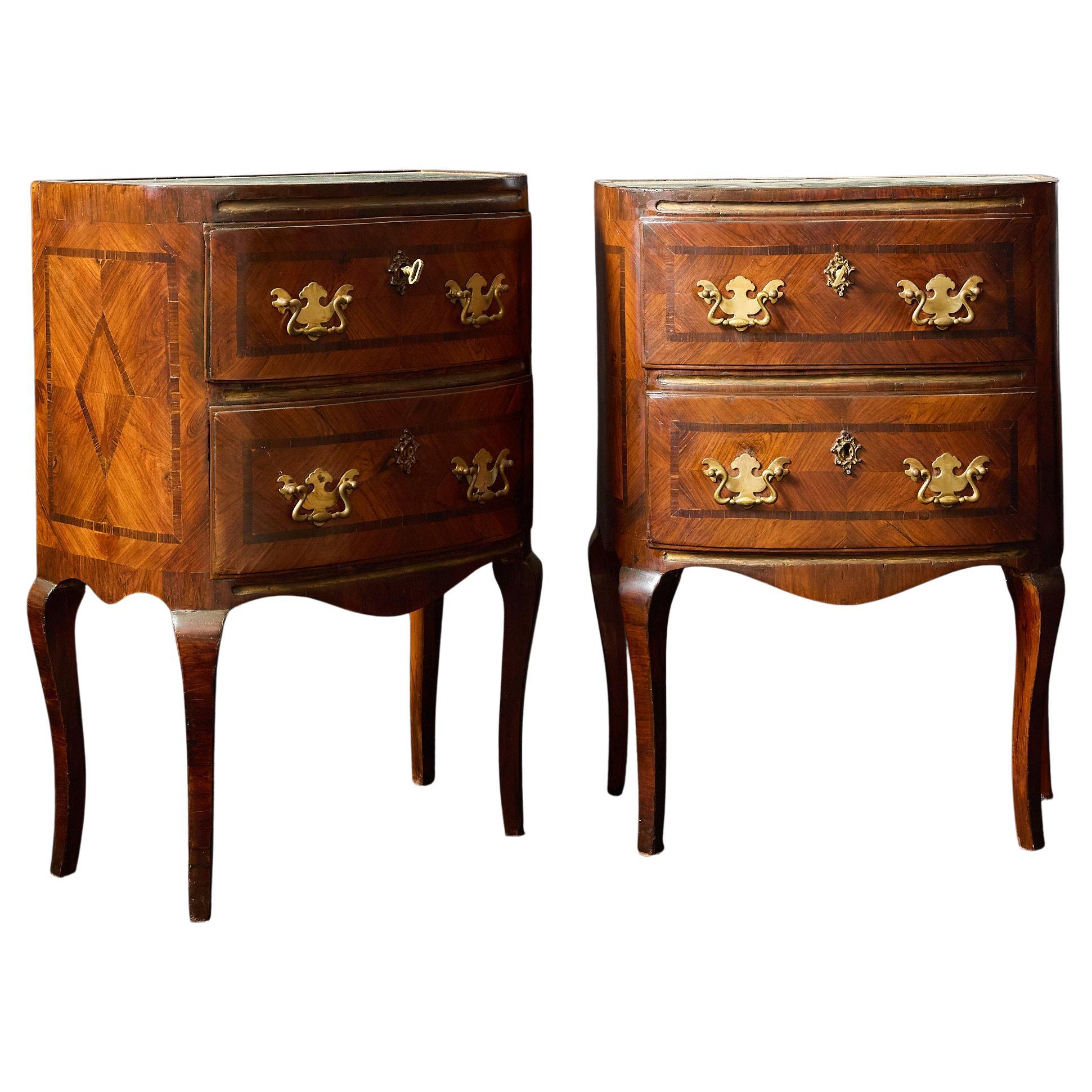 Pair of 18th Century Italian Commodinis with Marble Tops, Sicilian, Circa 1780 For Sale