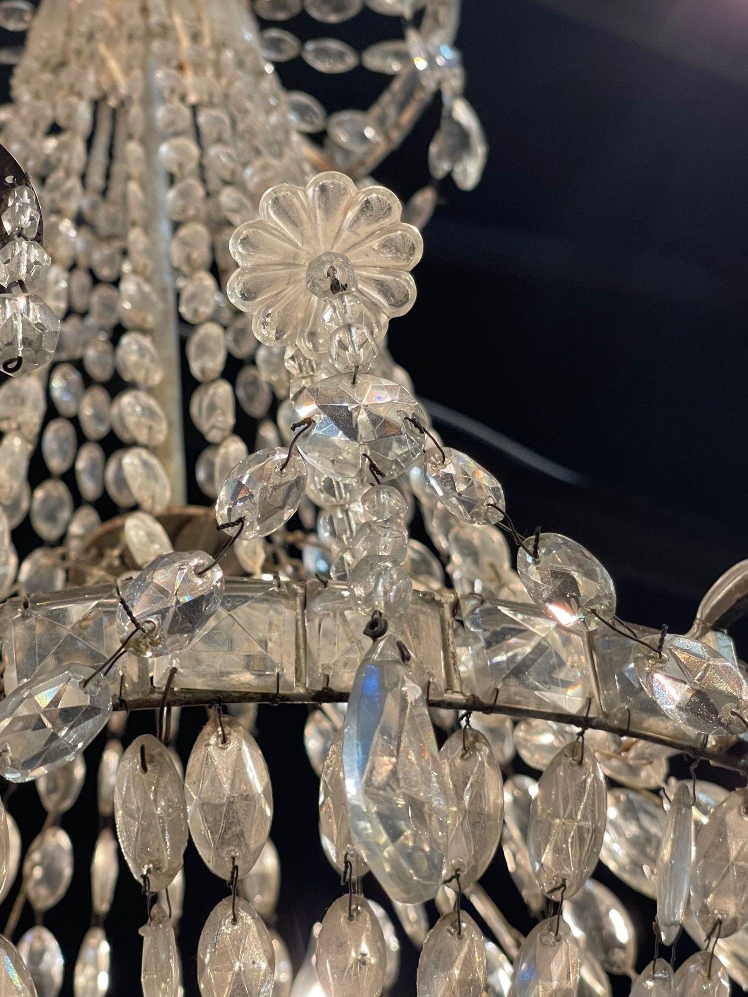 Pair of 18th Century Italian Crystal 8 Light Chandeliers 3