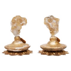 Pair of 18th Century Italian Decorated Candlestick Tops