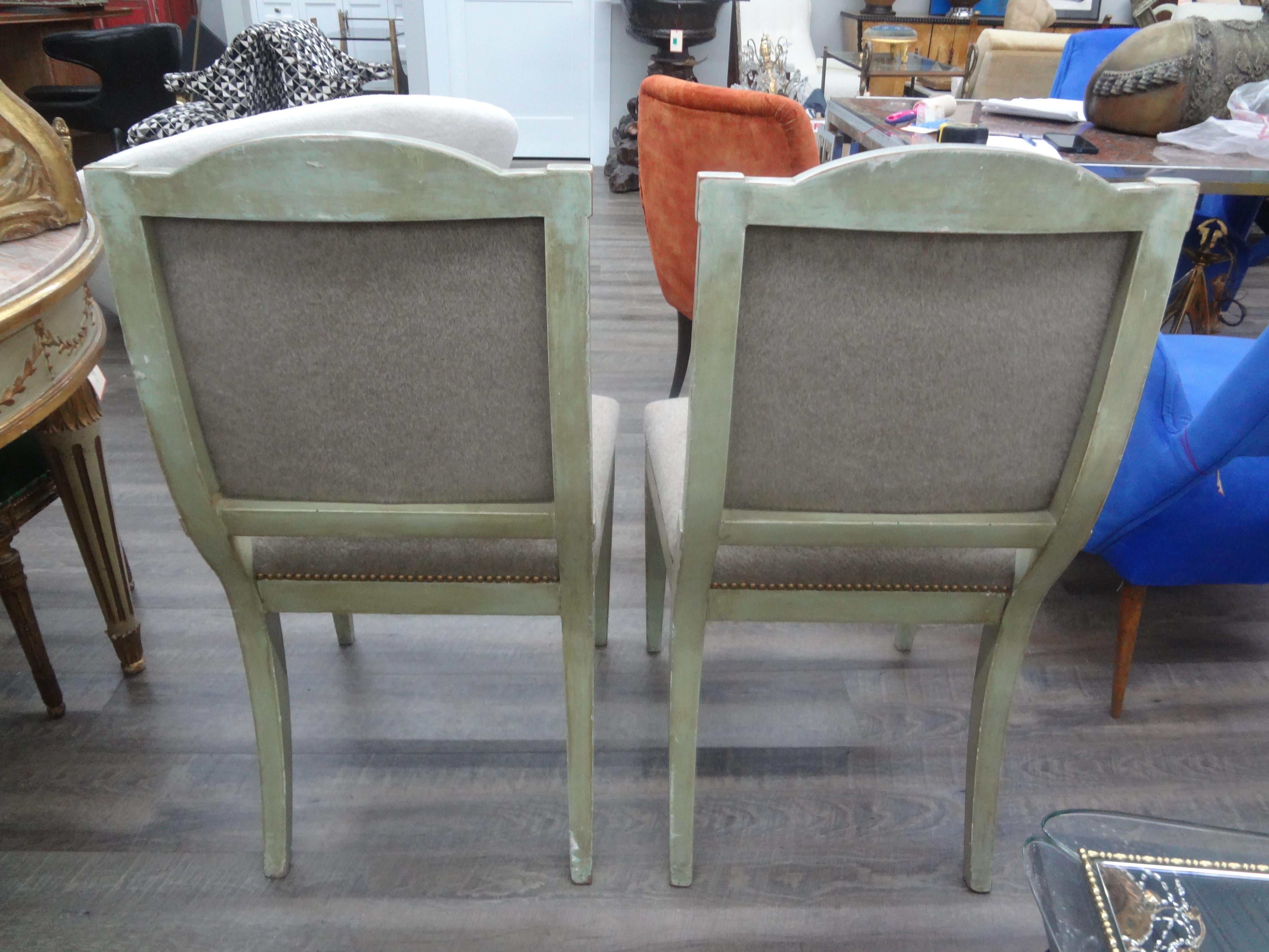 Pair of 18th Century Italian Directoire Painted and Parcel Gilt Chairs For Sale 6