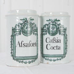 Pair of 18th Century Italian Faïence Apothecary Storage Jars
