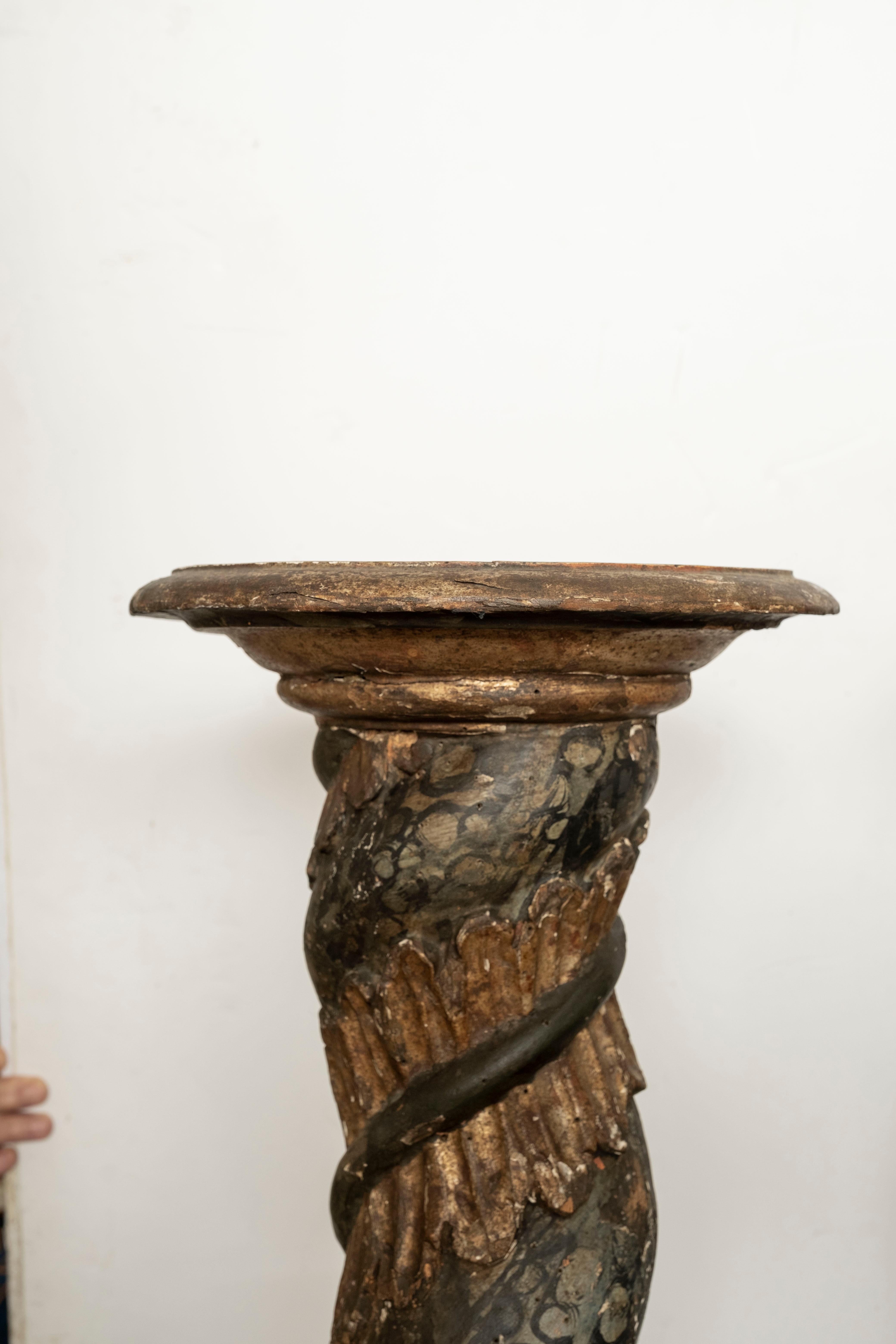 Pair of 18th Century Italian Faux Marble Torchieres For Sale 3