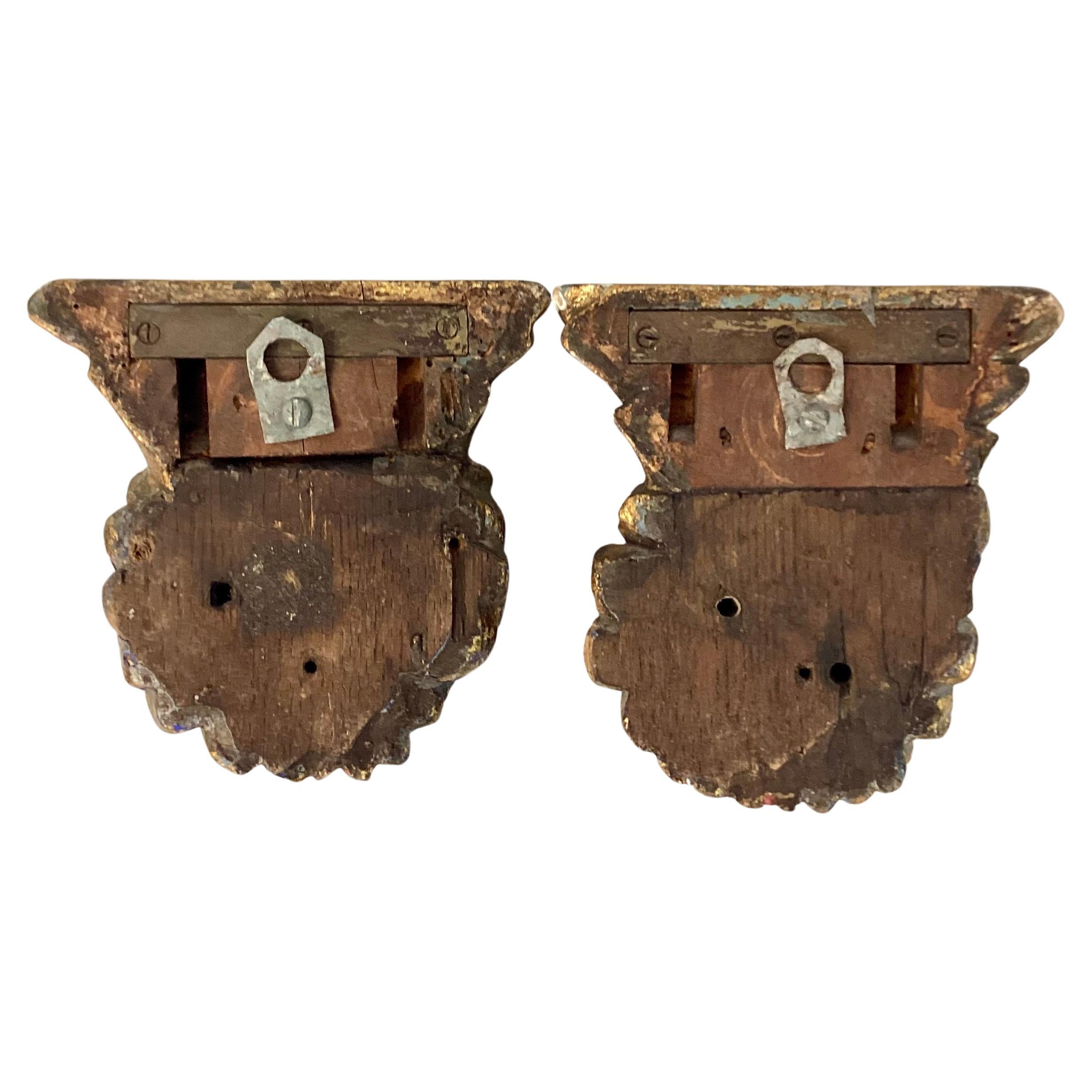 Pair Of 18th Century Italian Figural Angel Wall Brackets In Good Condition For Sale In Bradenton, FL