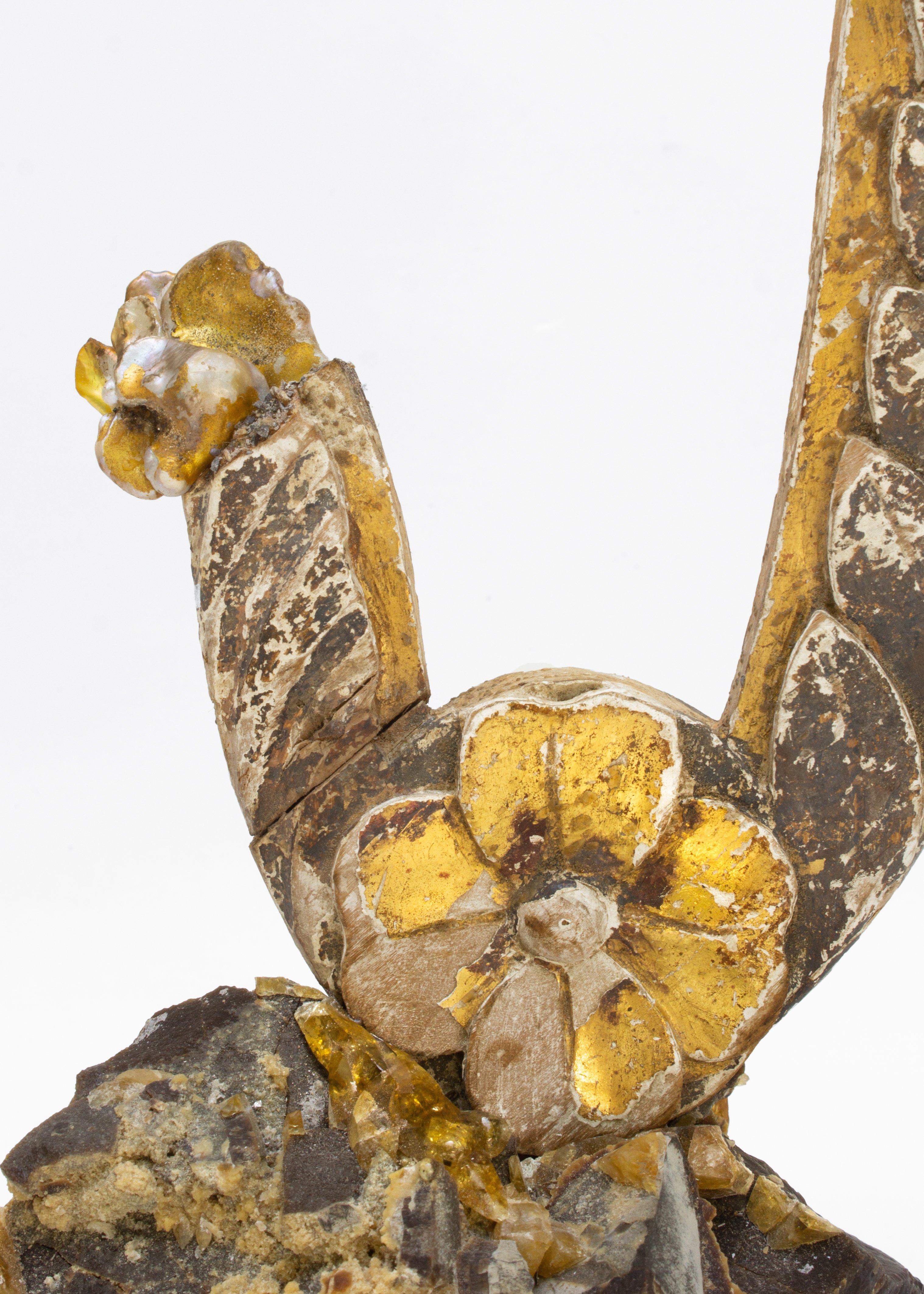 Paire de fragments italiens du 18ème siècle avec reliefs de fleurs en or et Barite dorée Bon état - En vente à Dublin, Dalkey