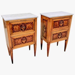 Pair of 18th Century Italian Fruitwood Neoclassical Small Commodes
