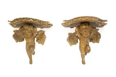 Paar italienische vergoldete Engelskonstruktionen aus dem 18.