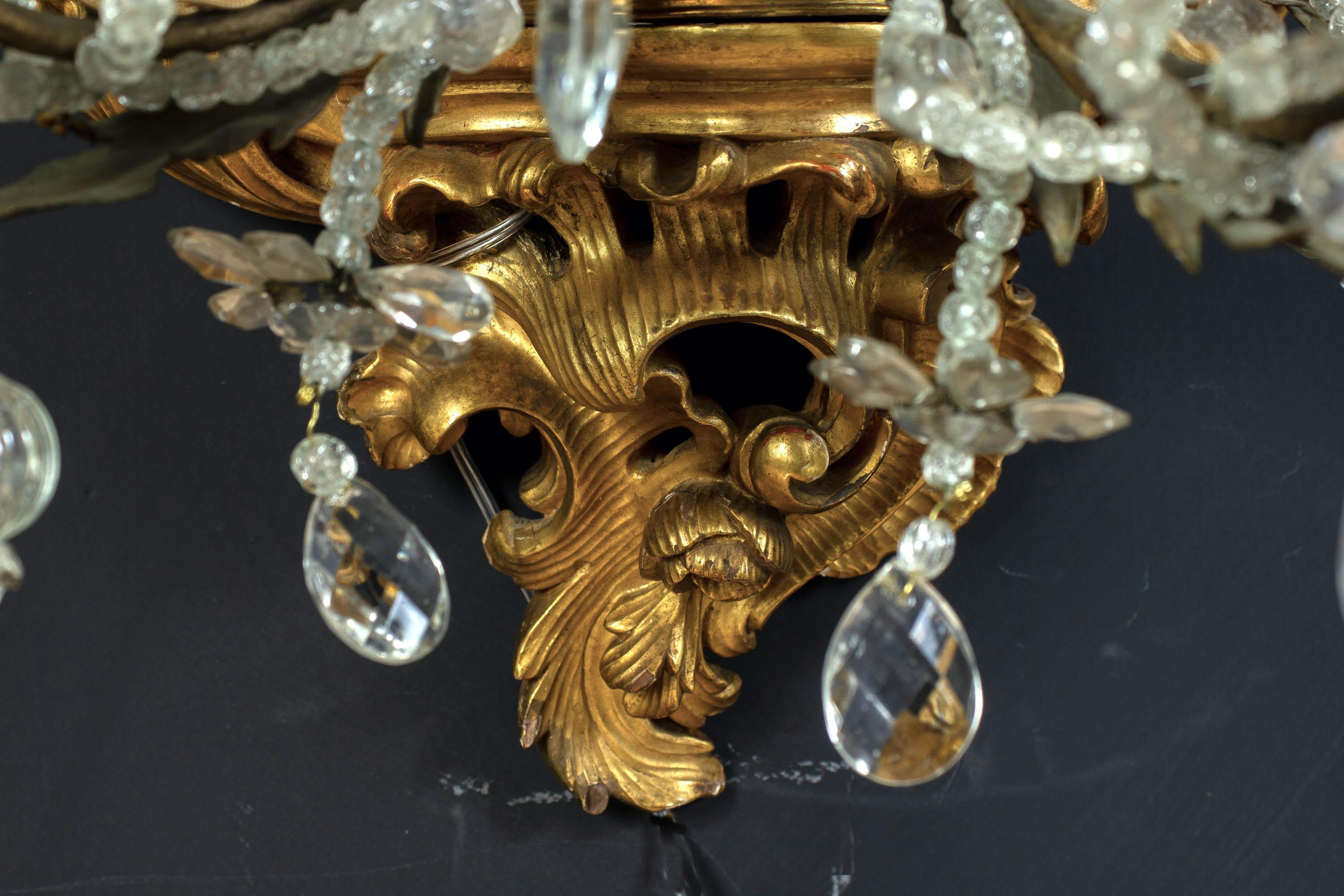 Coppia di specchi o applique in legno dorato del XVIII secolo Roma, 1750 in vendita 4
