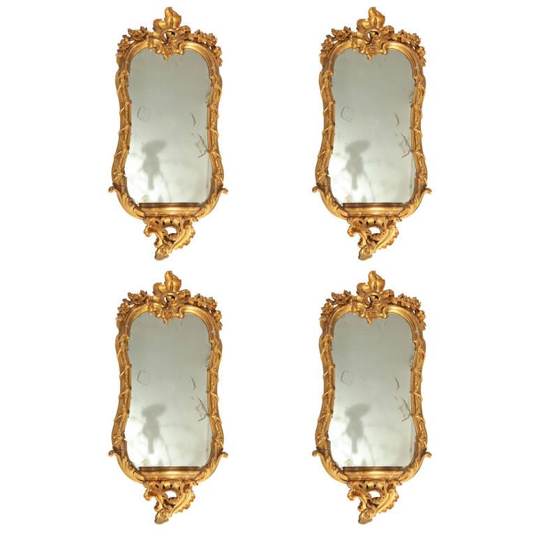 Coppia di specchi o applique in legno dorato del XVIII secolo Roma, 1750 in vendita 5