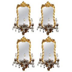 Pair of 18th Century Italian Gilt-wood Mirrors or Wall Lights Roma, 1750