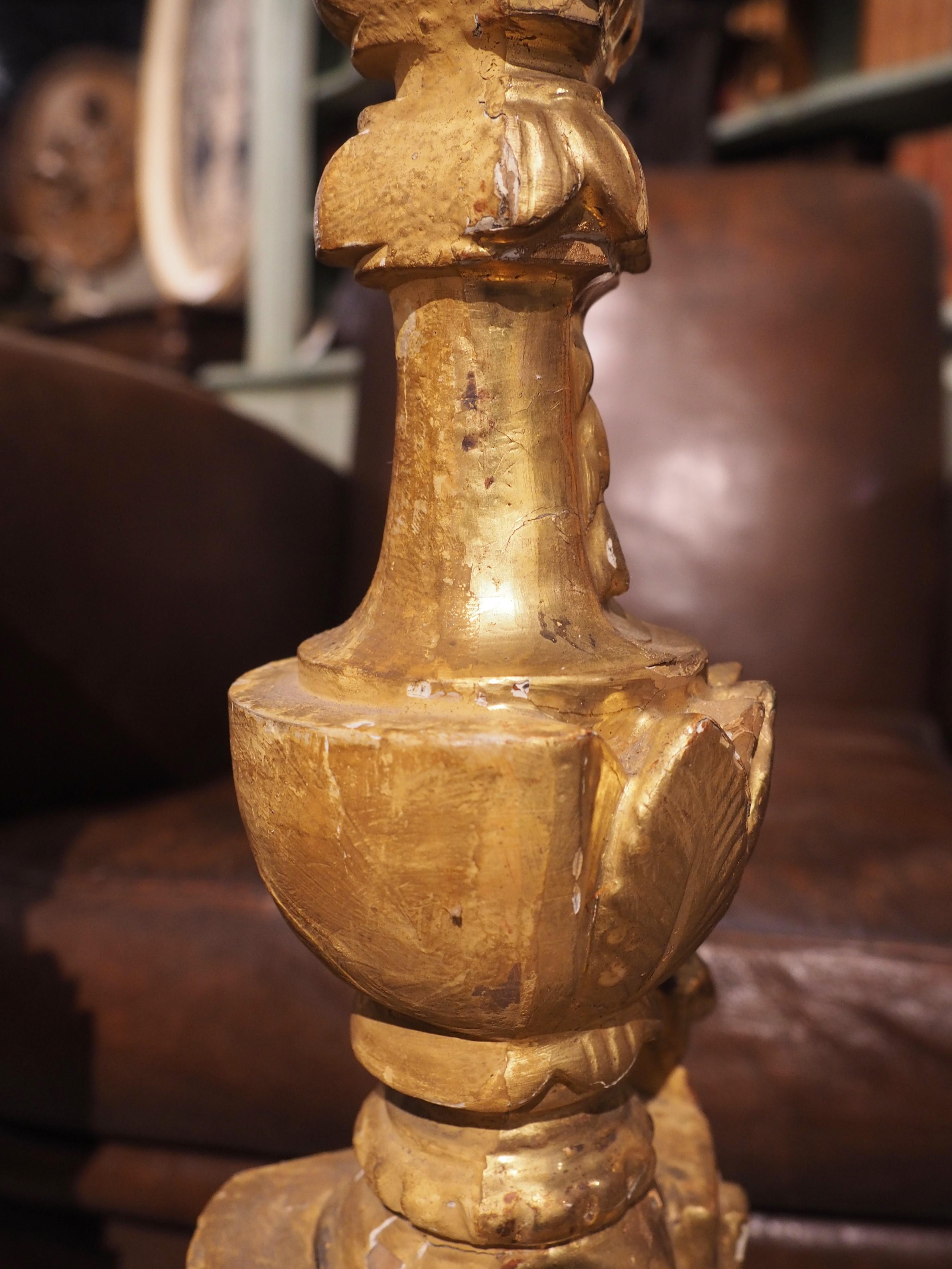 Pair of 18th Century Italian Giltwood Altar Candlesticks 6