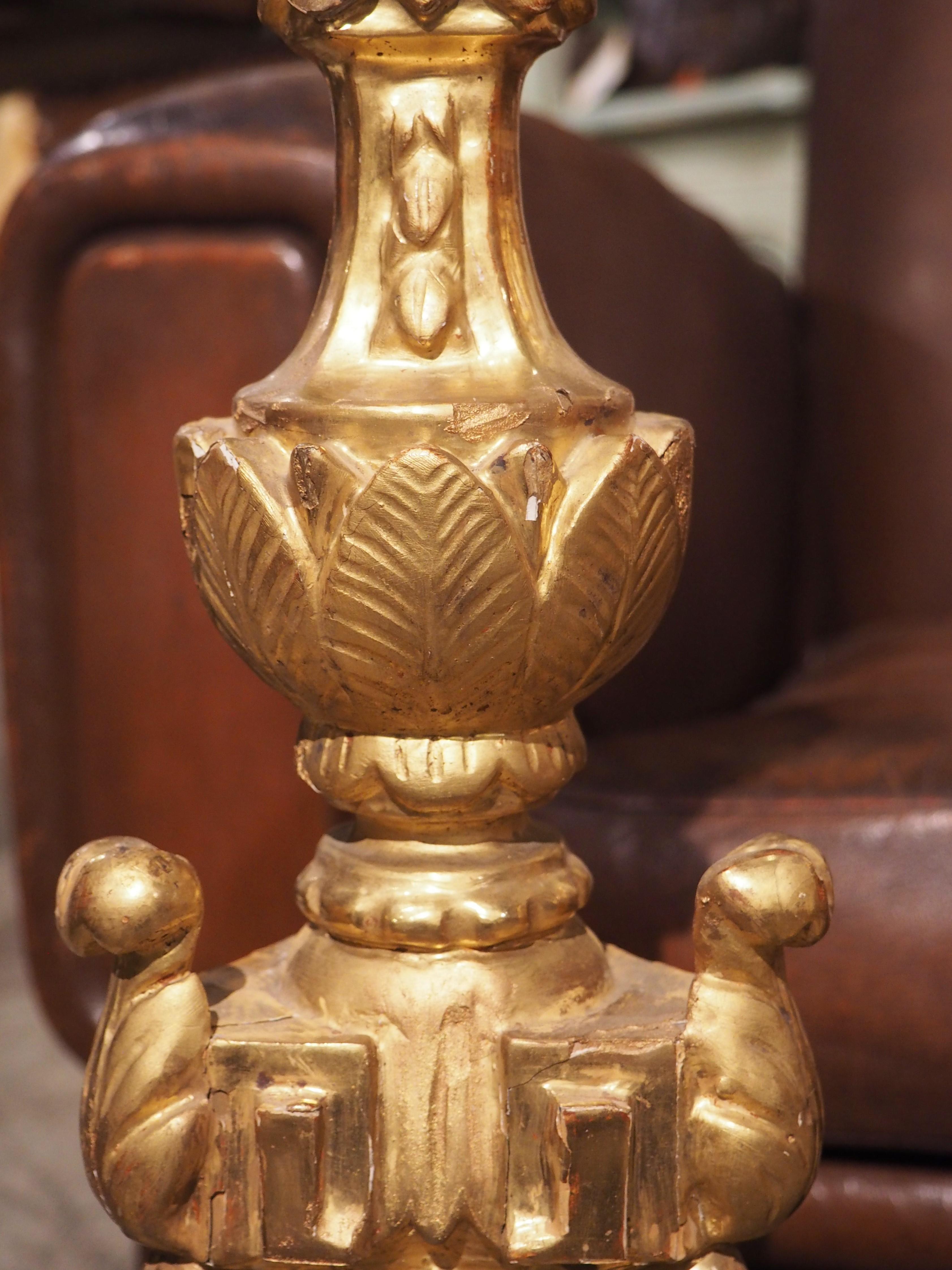 Pair of 18th Century Italian Giltwood Altar Candlesticks 1