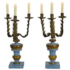 Pair of 18th Century Italian Giltwood Baroque Candleholders