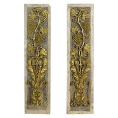 Pair of 18th Century Italian Giltwood Baroque Panels with Grapes