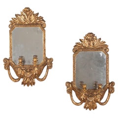 Pair of 18th Century Italian Giltwood Candle Sconce Mirrors