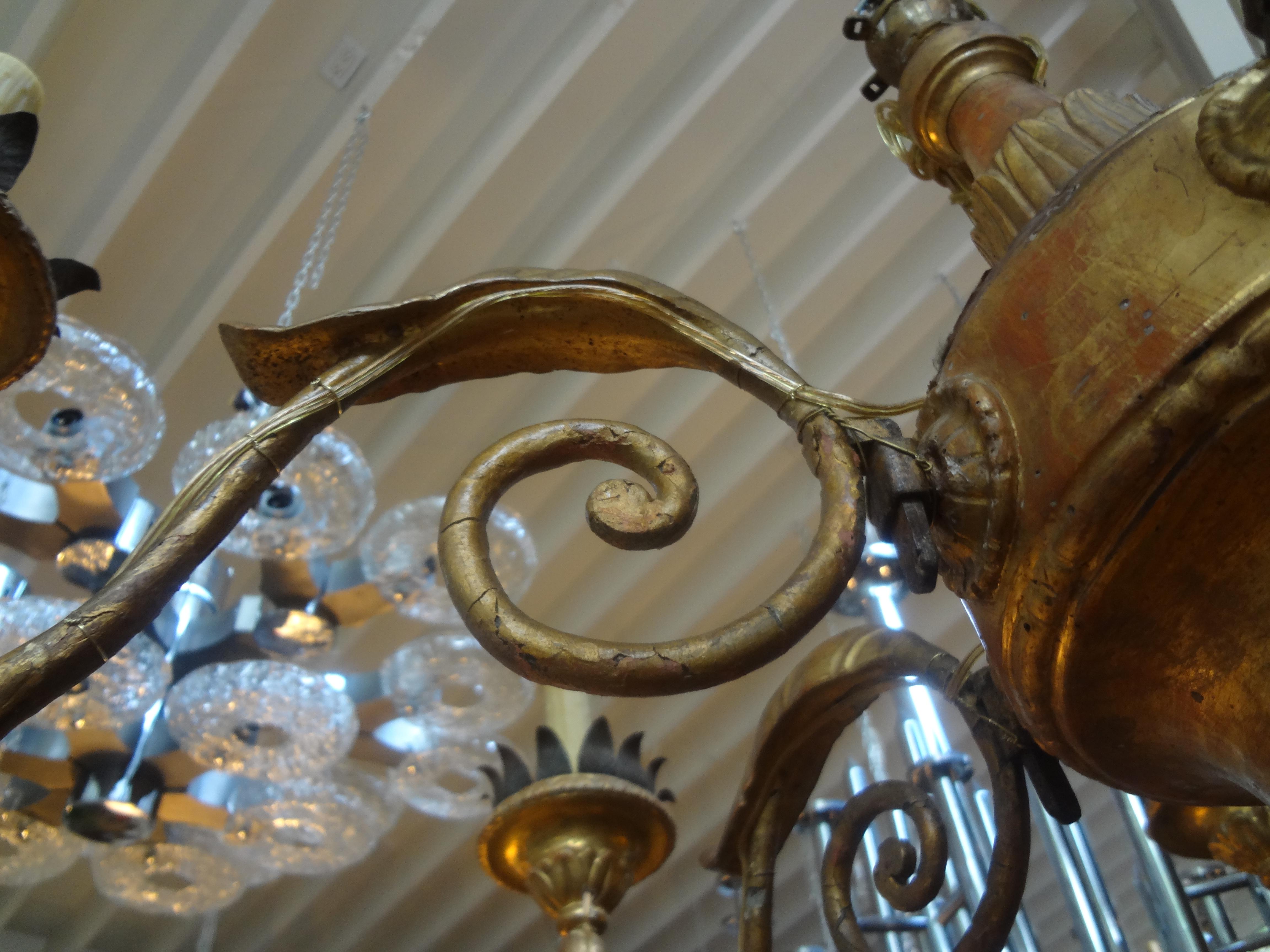 Pair of 18th Century Italian Giltwood Chandeliers from Tuscany 2