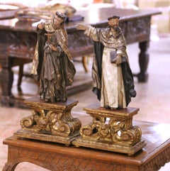 Pair of 18th Century Italian Giltwood Figures of Saint Francis and Saint Dominic