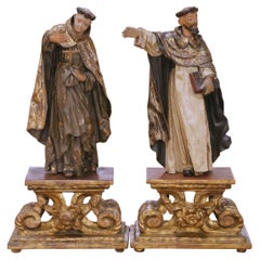 Pair of 18th Century Italian Giltwood Figures of Saint Francis and Saint Dominic