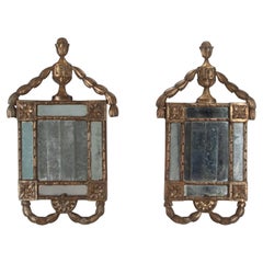 Antique Pair of 18th Century Italian Giltwood Mirrors or Sconces