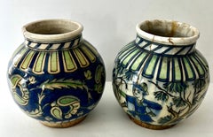 Pair of 18th Century Italian Glazed Terracotta Planters Vessels