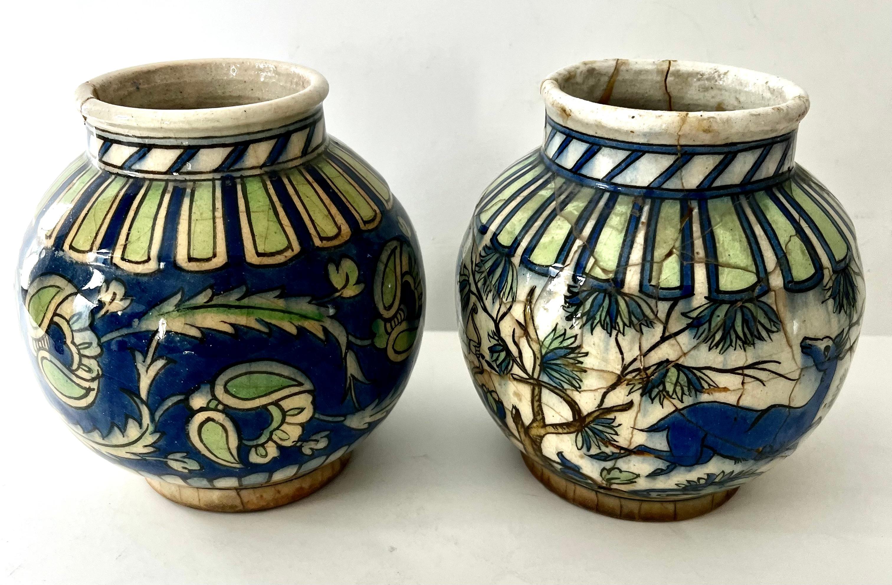 18th Century and Earlier Pair of 18th Century Italian Glazed Terracotta Planters Vessels For Sale