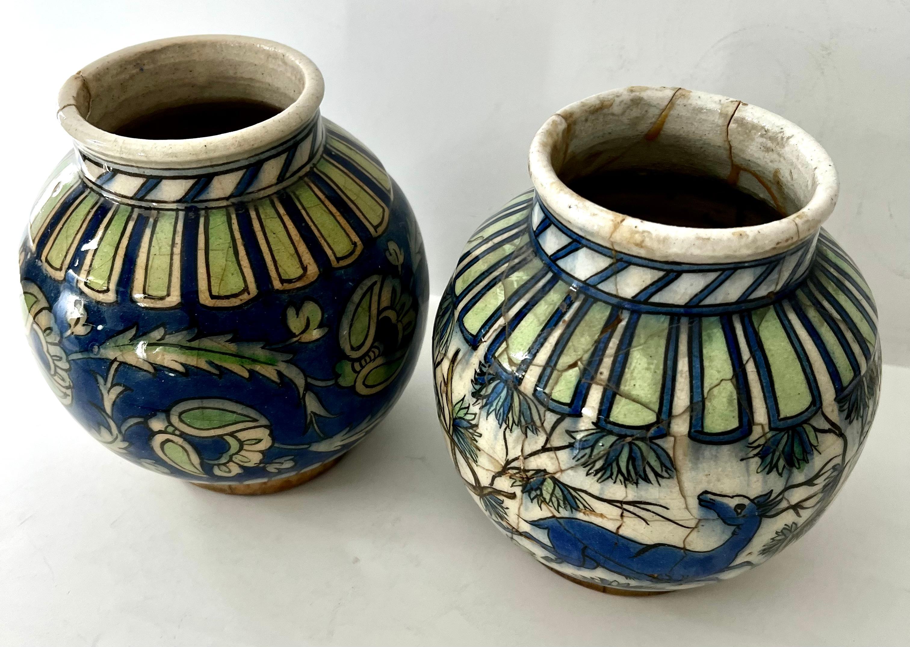Pair of 18th Century Italian Glazed Terracotta Planters Vessels For Sale 1