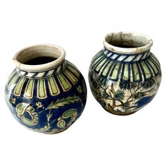 Pair of 18th Century Italian Glazed Terracotta Planters Vessels