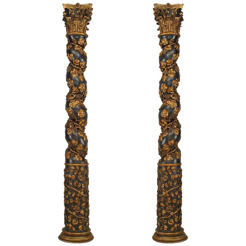 Set of 4 Italian Rococo Painted Carved Columns For Sale at 1stDibs ...