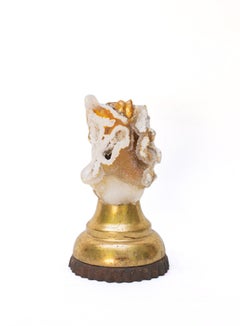 Pair of 18th Century Italian Gold Leaf Candlesticks with Polished Coral & Pearls