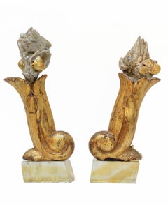 Pair of 18th Century Italian Gold Leaf Fragments with Oyster Shells