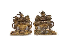 Pair of 18th Century Italian Gold Leaf Sculptural Floral Arrangements & Pyrite