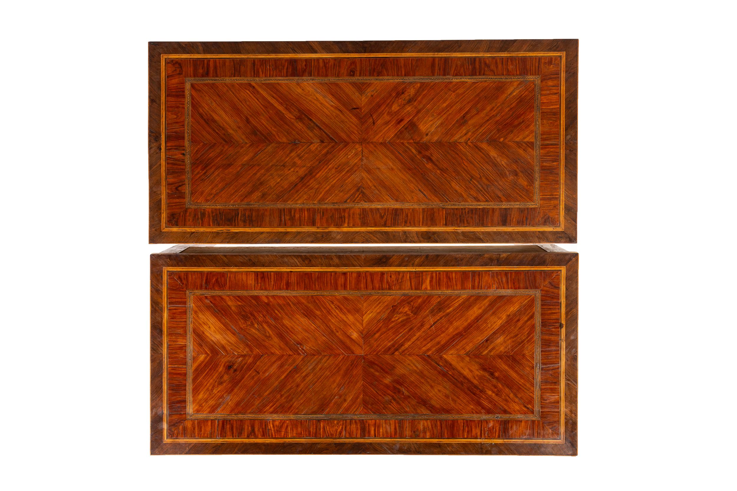18th Century and Earlier Pair of 18th Century Italian Kingwood and Walnut Console Tables For Sale
