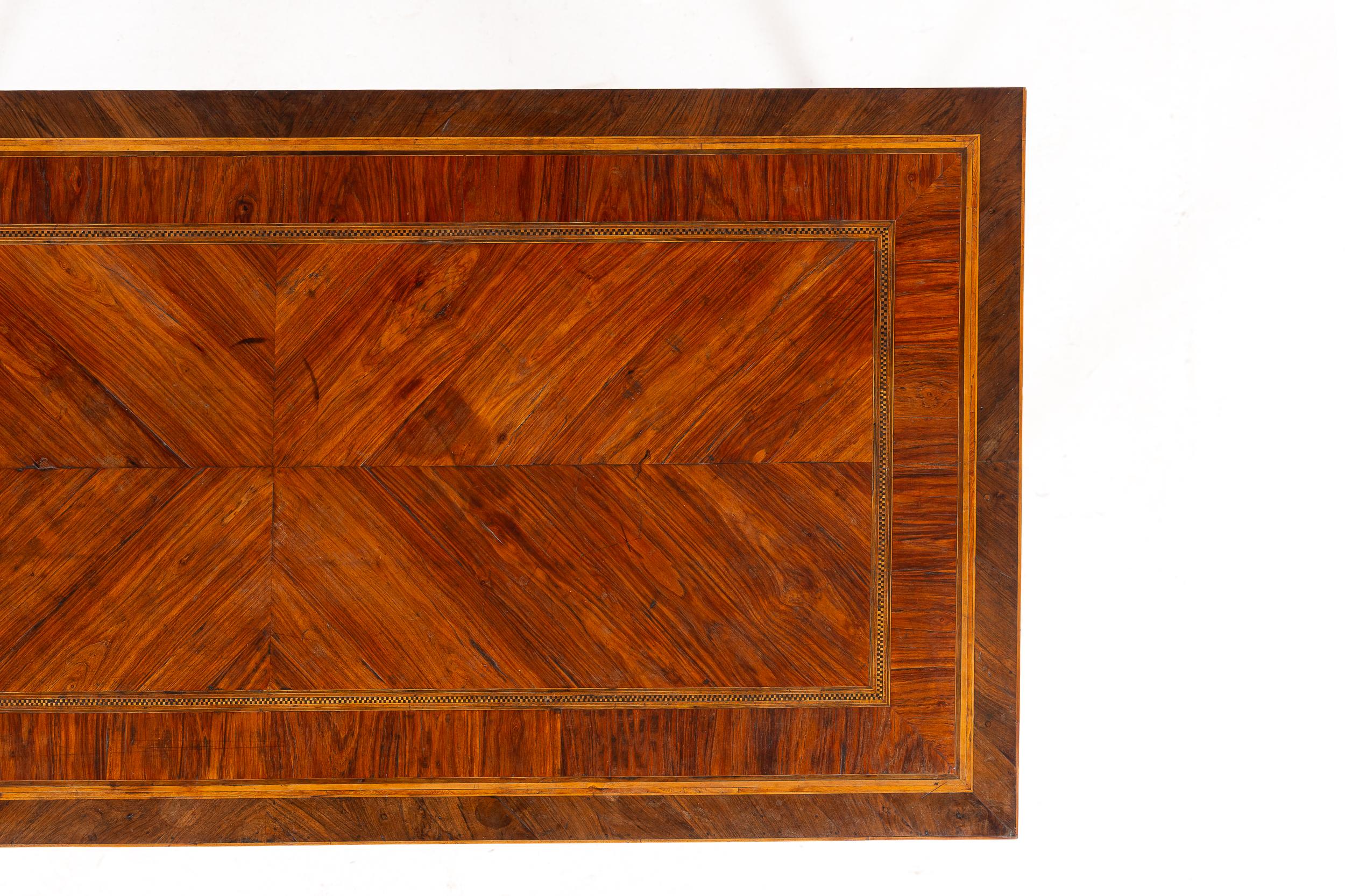 Pair of 18th Century Italian Kingwood and Walnut Console Tables For Sale 3