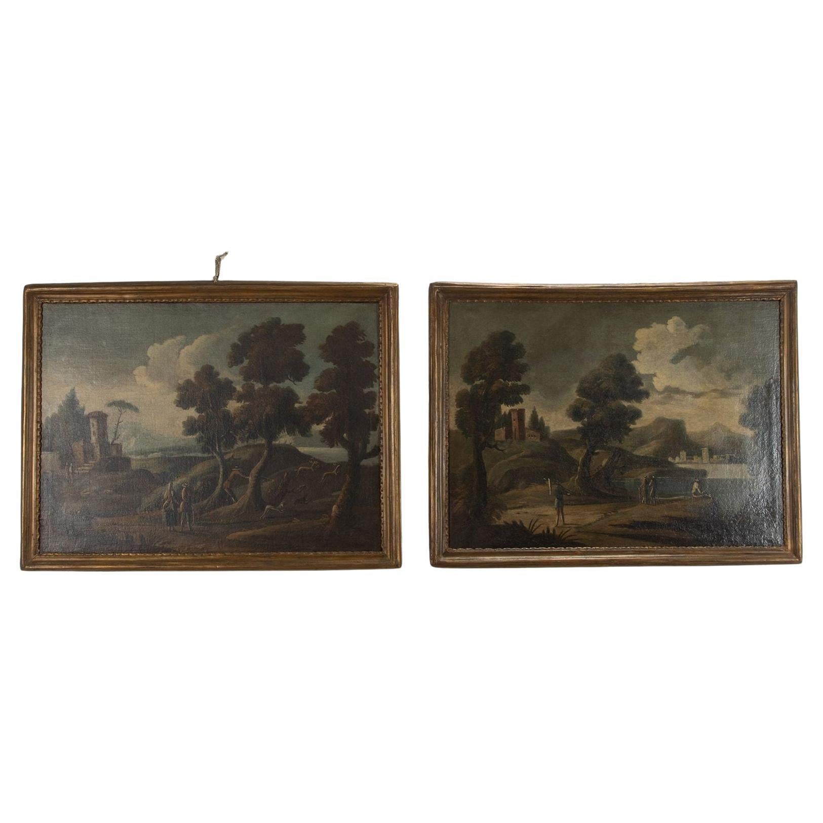 Pair of 18th Century Italian Landscape Paintings