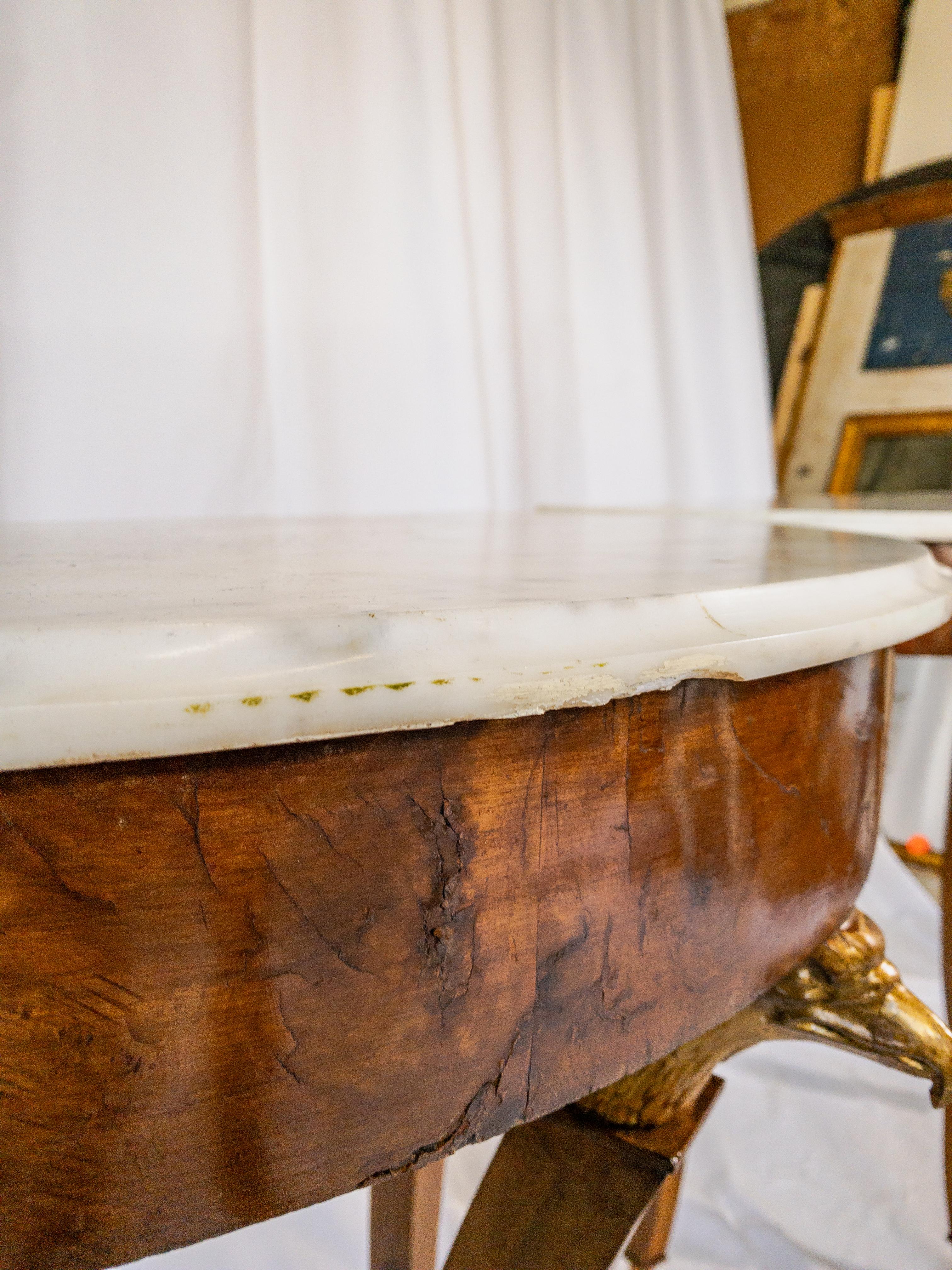 Pair of 18th Century Italian Marble Top Demi-lune Tables For Sale 7