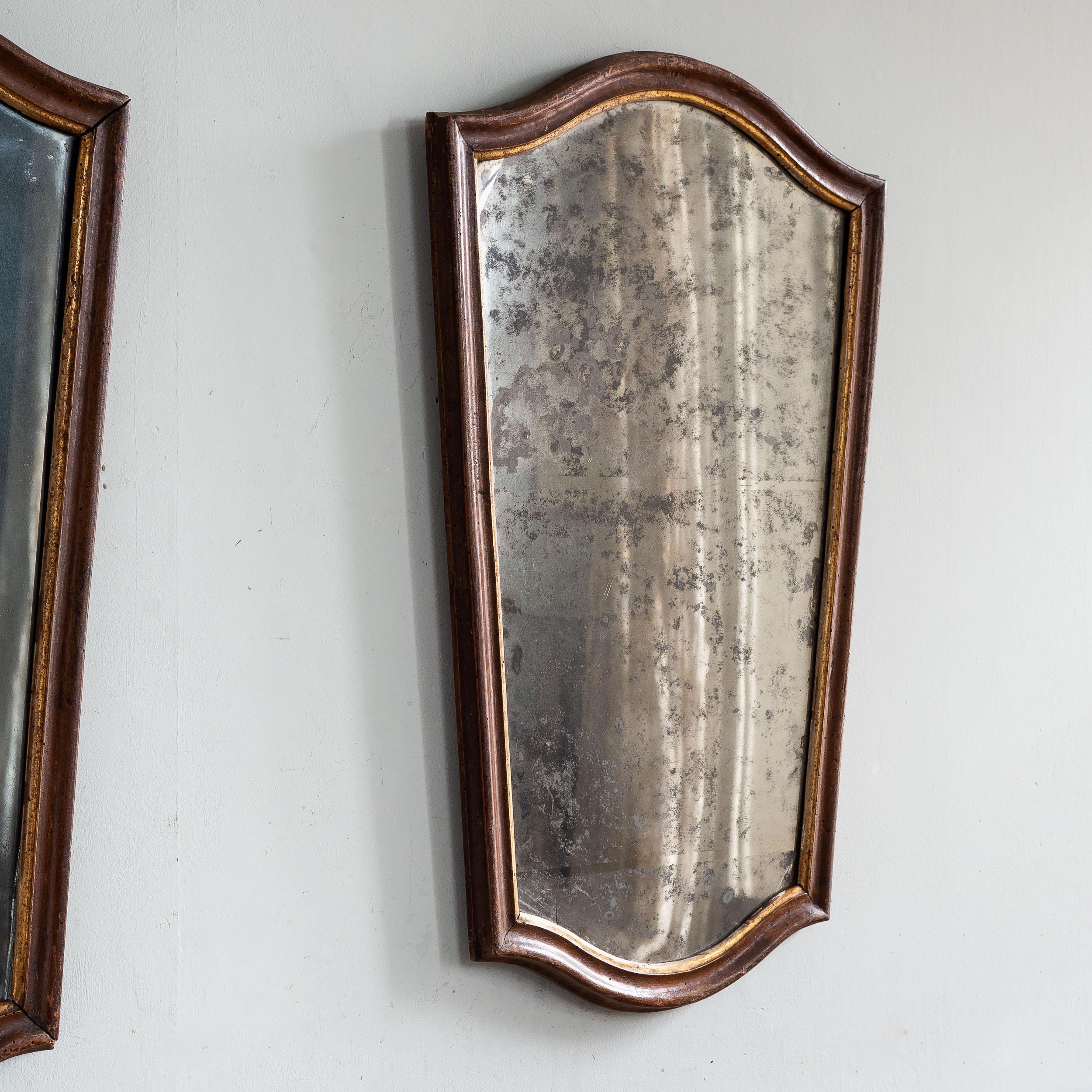 Walnut Pair of 18th Century Italian Mirrors