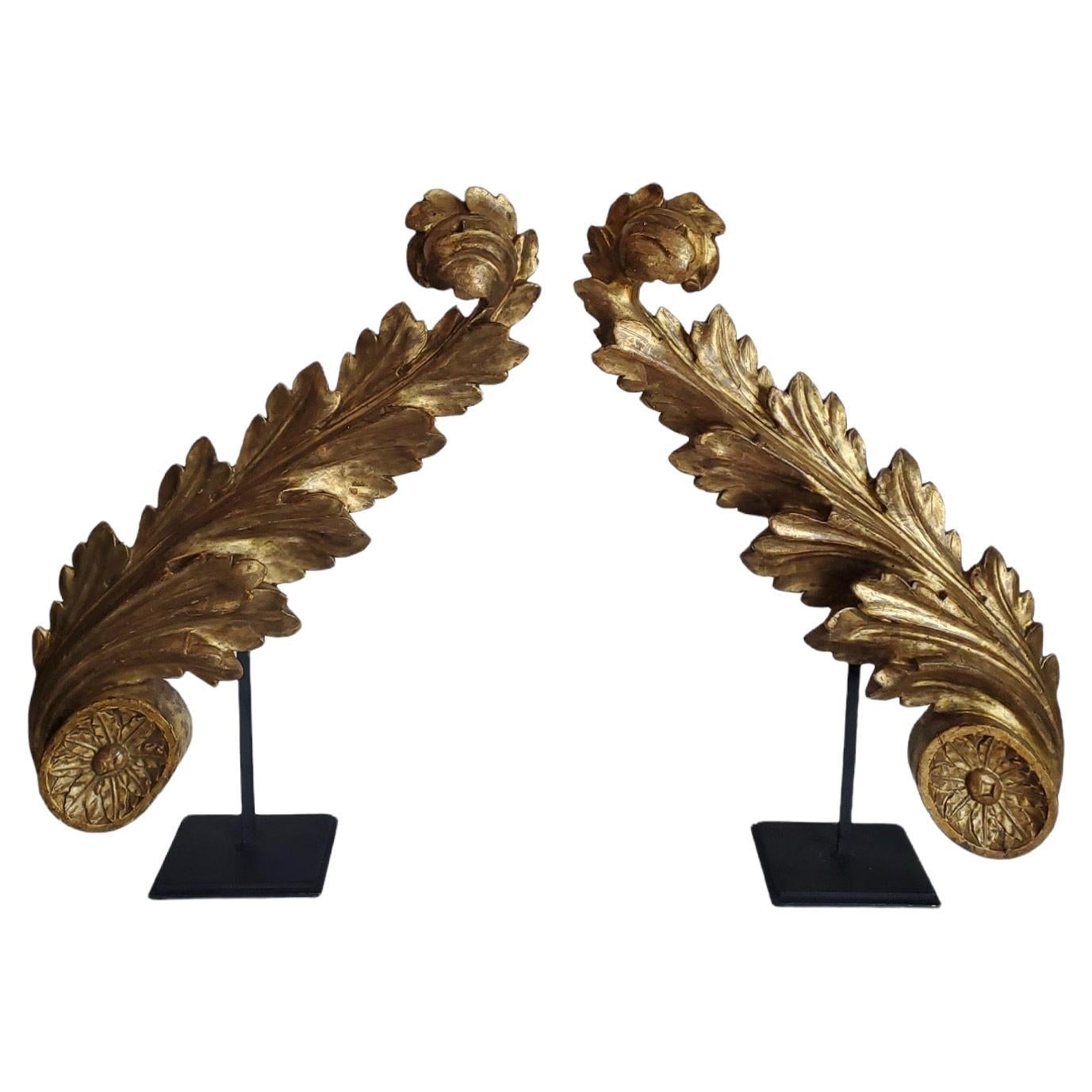 Pair of 18th Century Italian Mounted Giltwood Fragments