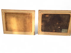 Pair of 18th Century Italian Mythological Oil Paintings in Carved Giltwood Frame