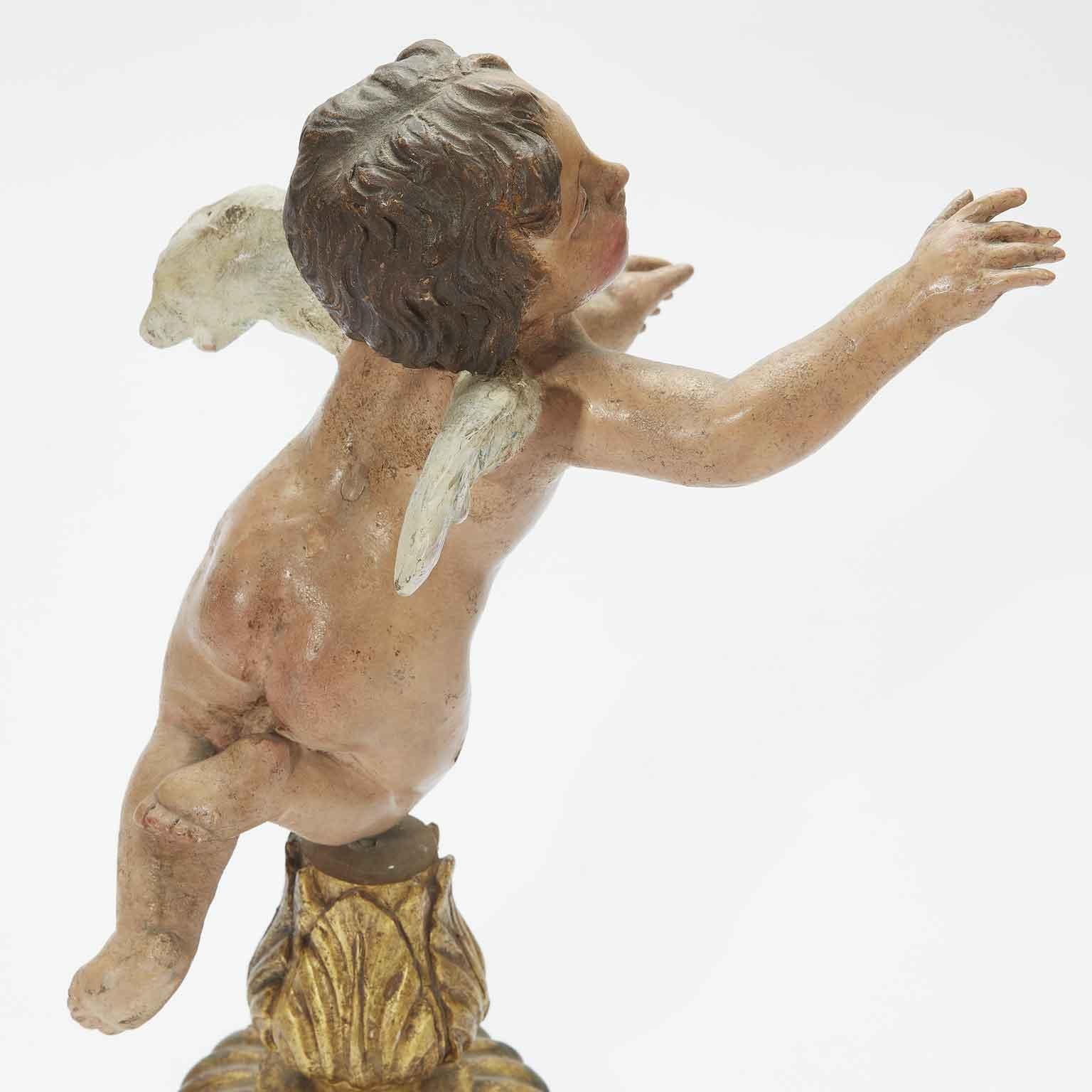 Pair of 18th Century Italian Neapolitan Cherubs Terracotta Putti Sculptures 4