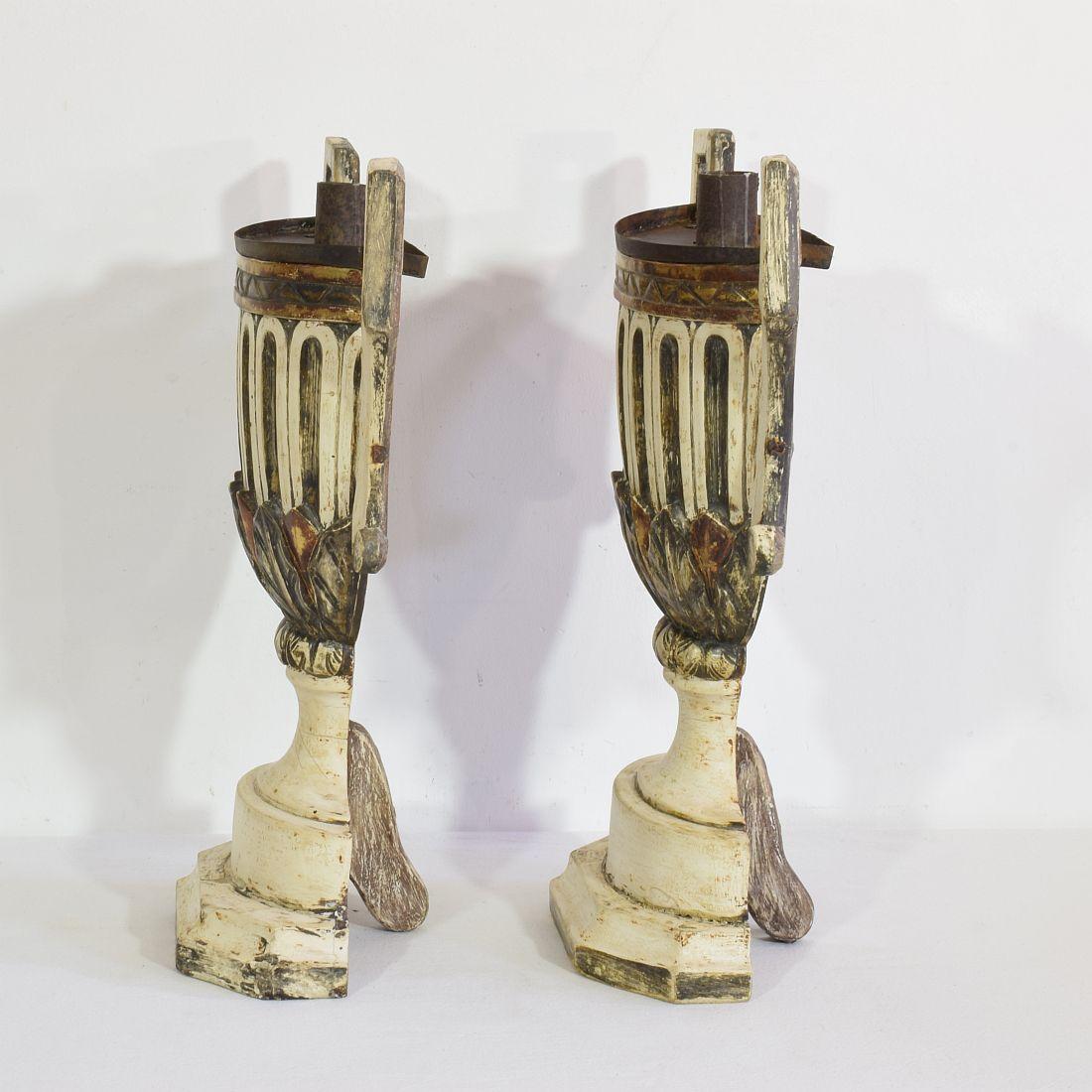 Pair of 18th Century Italian Neoclassical Altar Candleholders For Sale 1